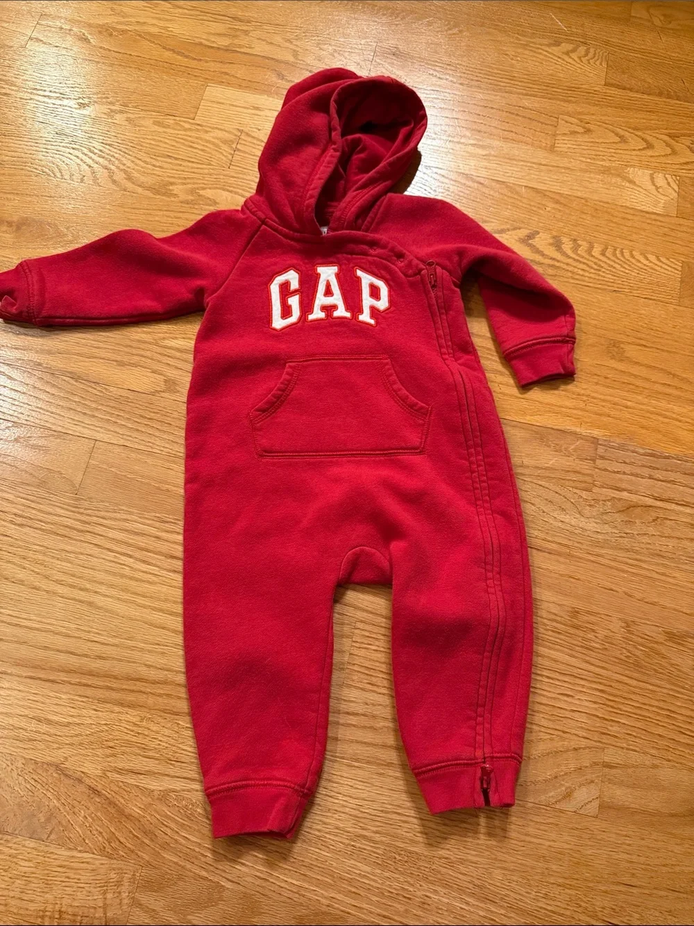 Red One Piece Hooded Gap Outfit Size 12-18 Months